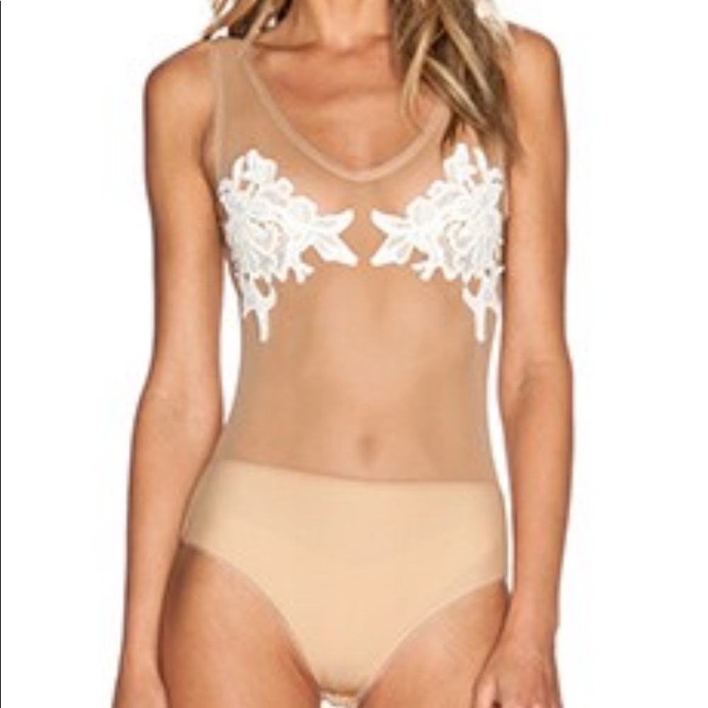RARE For Love and Lemons Dahlia Bodysuit (Nude & White)